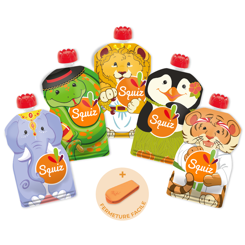 Pack of 5 Reusable Food Pouches - Carnaval (130 ml)