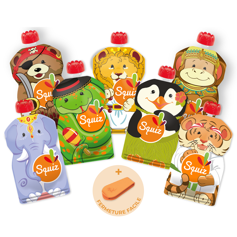 Pack of 7 Reusable Food Pouches - Carnaval (130 ml)