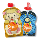 Pack of 2 Reusable Food Pouches - Butterfly (90 ml) & Hedgehog (130 ml)