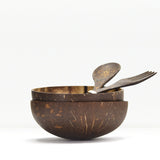 Coconut bowl x 2 with wooden spoon and fork